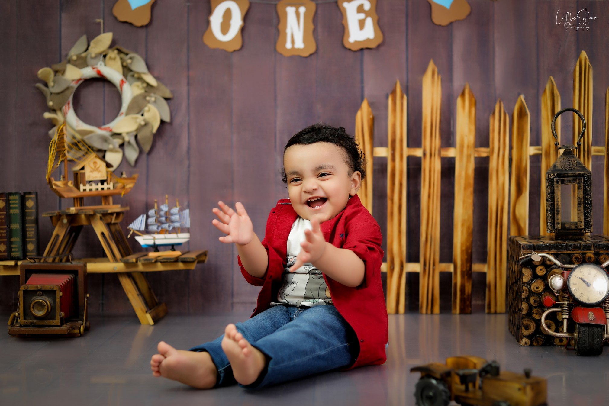 one year Baby photoshoot with props